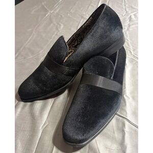 After Midnight Mens Black Velvet Formal Loafers Paisley‎ Lining Red Sole 6660 12